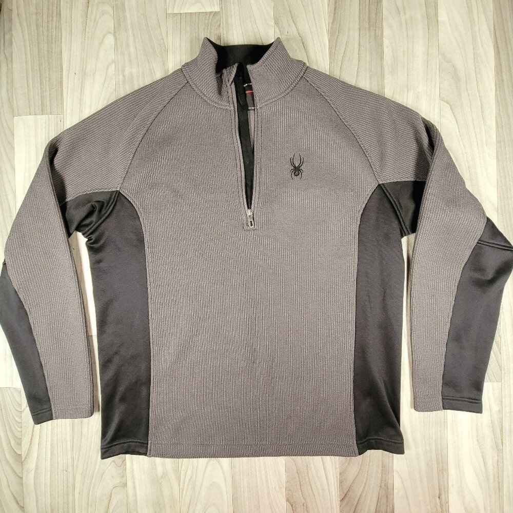 Spyder Outbound Pullover Core Sweater Size L Fleece Lined Charcoal Gray 507380